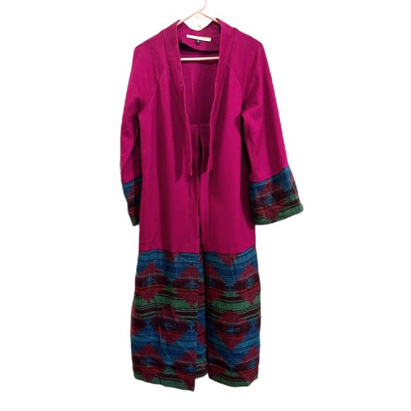 Vintage  Diane Von Furstenburg Purple Midi Jacket Coat  Women's Size 8 - Picture 2 of 11